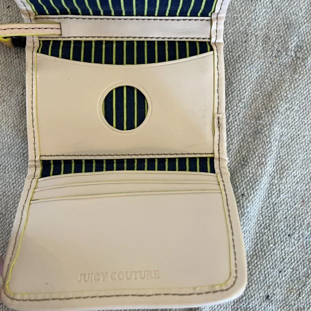 Juicy Couture Neon Yellow Cloth/ Leather Wallet/Keychain/Wristlet